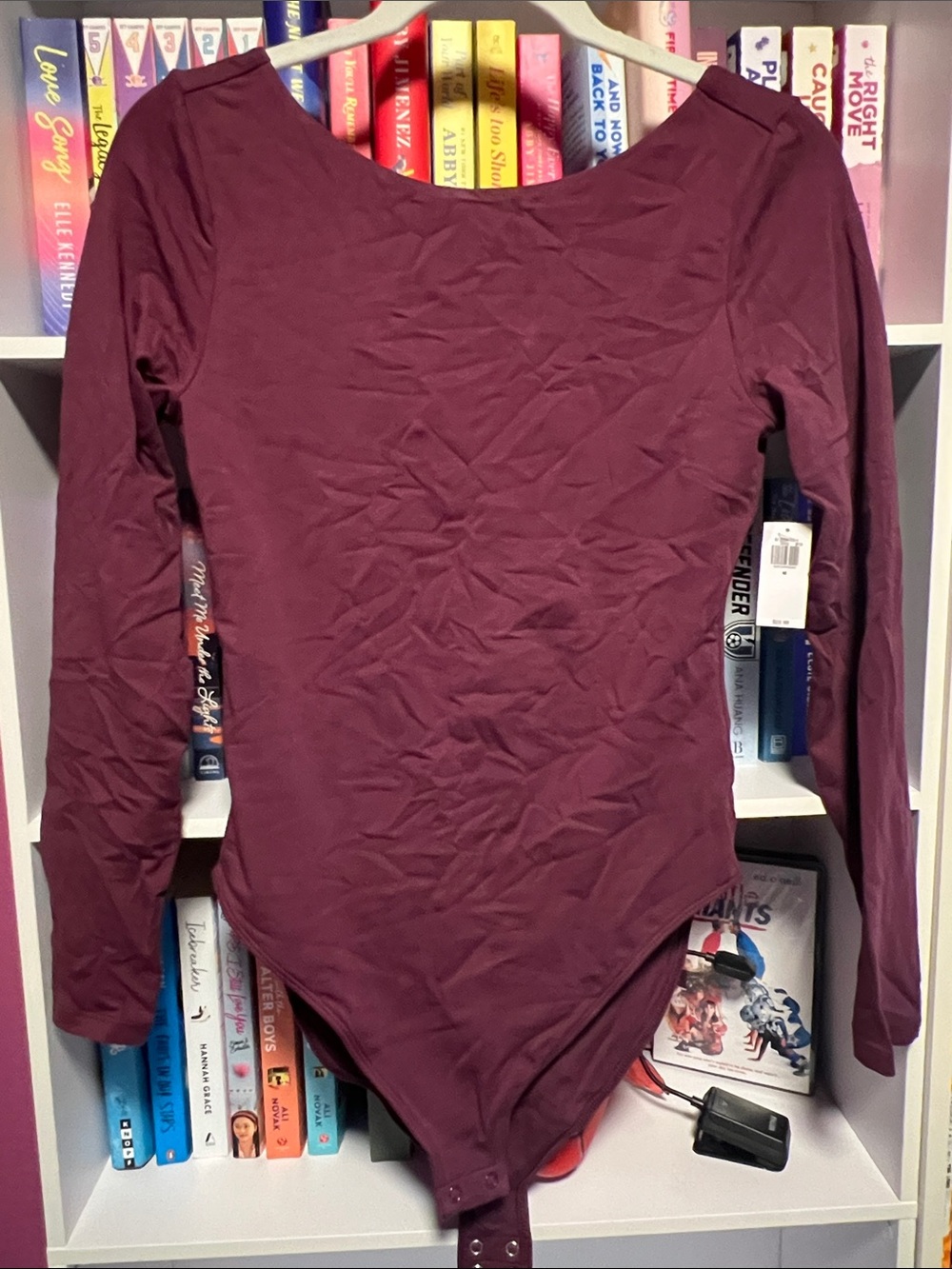 Old Navy Long Sleeve Scoop Neck Bodysuit - Burgundy